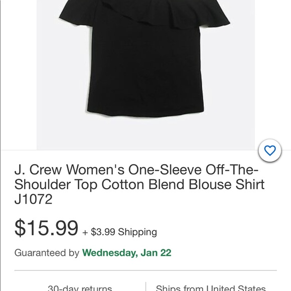 NWT J Crew Factory Black Flutter One Sleeve Tee - Picture 2 of 6